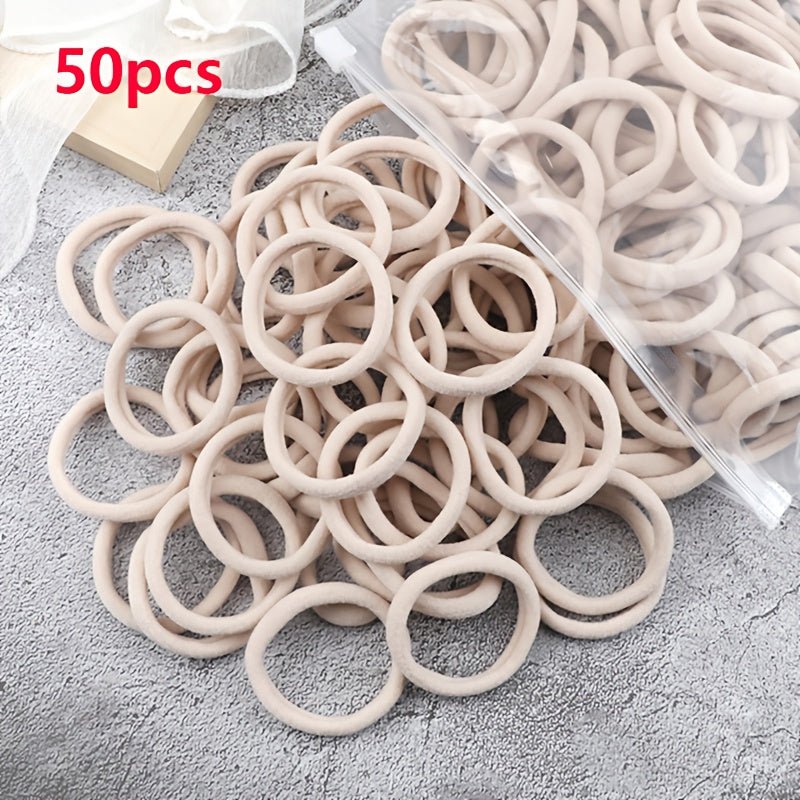 50pcs/Set Women Basic Hair Bands 1.57inch Simple Solid Colors Elastic Headband Hair Ropes Ties Hair Accessories Ponytail Holder - by PAWFECTWORLDS | PAWFECTWORLDS | , ,
