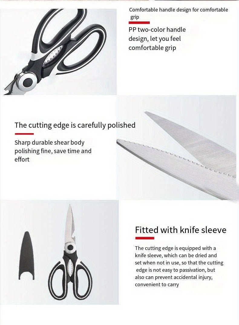 Durable Stainless Steel Kitchen Shears (420) – Sharp Blades and Ergonomic Handles for Easy Chicken, Duck, or Fish Cutting. Ideal for Cooking, Baking, and Meal Prep. High - Quality and Elegant Kitchen Utensil - by PAWFECTWORLDS | PAWFECTWORLDS | , ,