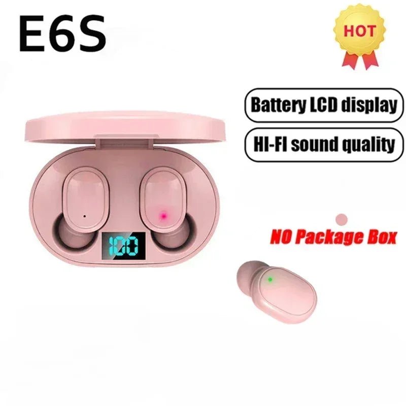 E6S Wireless Bluetooth Earphones TWS Bluetooth Headset Wireless Earbuds Noise Cancelling Earphones with Microphone Headphones - by PAWFECTWORLDS | PAWFECTWORLDS | , ,