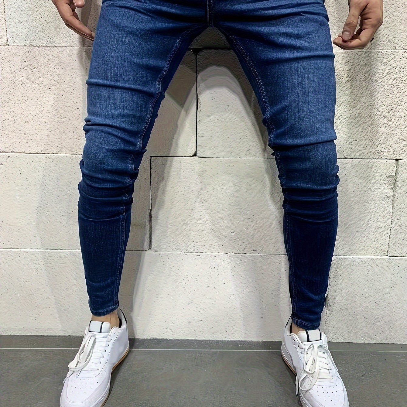 Stretchy Slim Fit Jeans - Men's Classic Casual Street Style Mid - Stretch Denim Pants for Spring Summer with Comfortable Cotton Fabric and Solid Color Design - by PAWFECTWORLDS | PAWFECTWORLDS | , ,