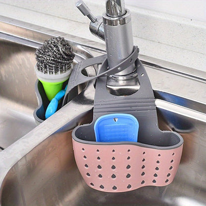 1 Pc Multifunctional Sink Sponge Rack With Adjustable Shoulder Strap - Hanging Bag, Organize And Drain Your Sponge With Ease - Perfect For Kitchen And Bathroom - Kitchen Supplies - by PAWFECTWORLDS | PAWFECTWORLDS | , ,