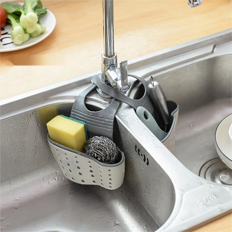 1 Pc Multifunctional Sink Sponge Rack With Adjustable Shoulder Strap - Hanging Bag, Organize And Drain Your Sponge With Ease - Perfect For Kitchen And Bathroom - Kitchen Supplies - by PAWFECTWORLDS | PAWFECTWORLDS | , ,