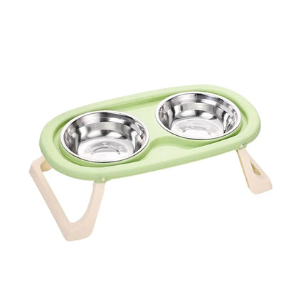 1PC Foldable Stainless Steel Pet Bowl Cat Food Bowl Cat Bowl Dog Food Bowl Neck Protection High Foot Double Bowl - by PAWFECTWORLDS | PAWFECTWORLDS | , ,