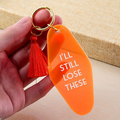 1PC Orange Hotel Key Tag Jeans, Pants, Clothing Accessories Tassel Pendant I'll Still Lose These - by PAWFECTWORLDS | PAWFECTWORLDS | , ,