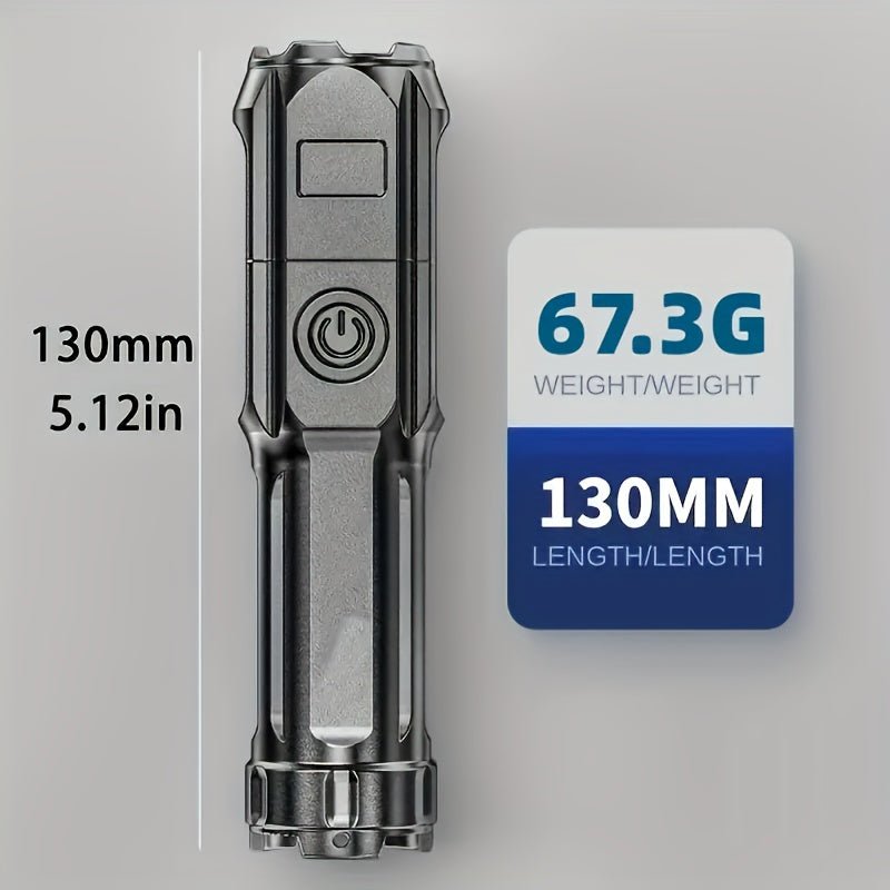 1pc Portable Super Bright Zoomable Flashlight, Rechargeable Long Shot ABS Strong Light Dimming Flashlight, Telescopic Zoom Torch For Outdoor ABS Material - by PAWFECTWORLDS | PAWFECTWORLDS | , ,