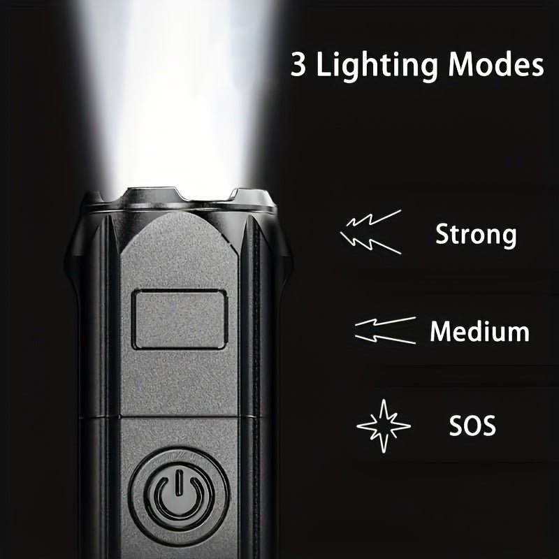 1pc Portable Super Bright Zoomable Flashlight, Rechargeable Long Shot ABS Strong Light Dimming Flashlight, Telescopic Zoom Torch For Outdoor ABS Material - by PAWFECTWORLDS | PAWFECTWORLDS | , ,