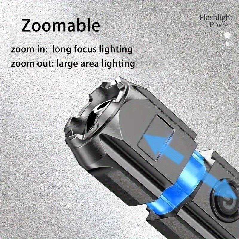 1pc Powerful Zoomable Flashlight, Outdoor Multi - functional Portable Home Small Flashlight, Telescopic Zoom Light - by PAWFECTWORLDS | PAWFECTWORLDS | , ,
