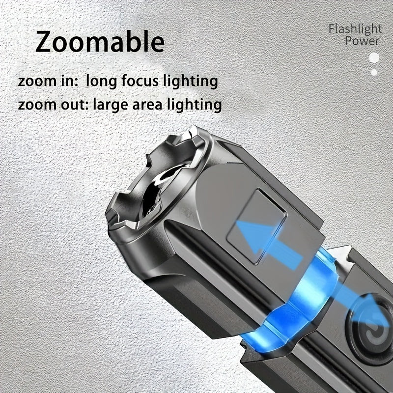 1pc Powerful Zoomable Flashlight, Outdoor Multi - functional Portable Home Small Flashlight, Telescopic Zoom Light - by PAWFECTWORLDS | PAWFECTWORLDS | , ,