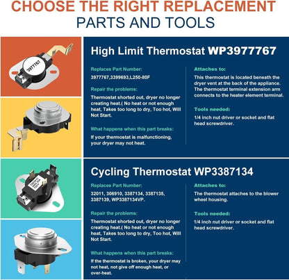 2025 Upgrade Dryer Heating Element Compatible with Whirlpool, Kenmore, Roper, Maytag, Amana, and Admiral Models - Includes Thermostat and Thermal Fuse for Medx655Dw1 and 500/600/70/80 Series Model 110 - by LFORBB | PAWFECTWORLDS | Appliances, Dryer Parts & Accessories, Parts & Accessories