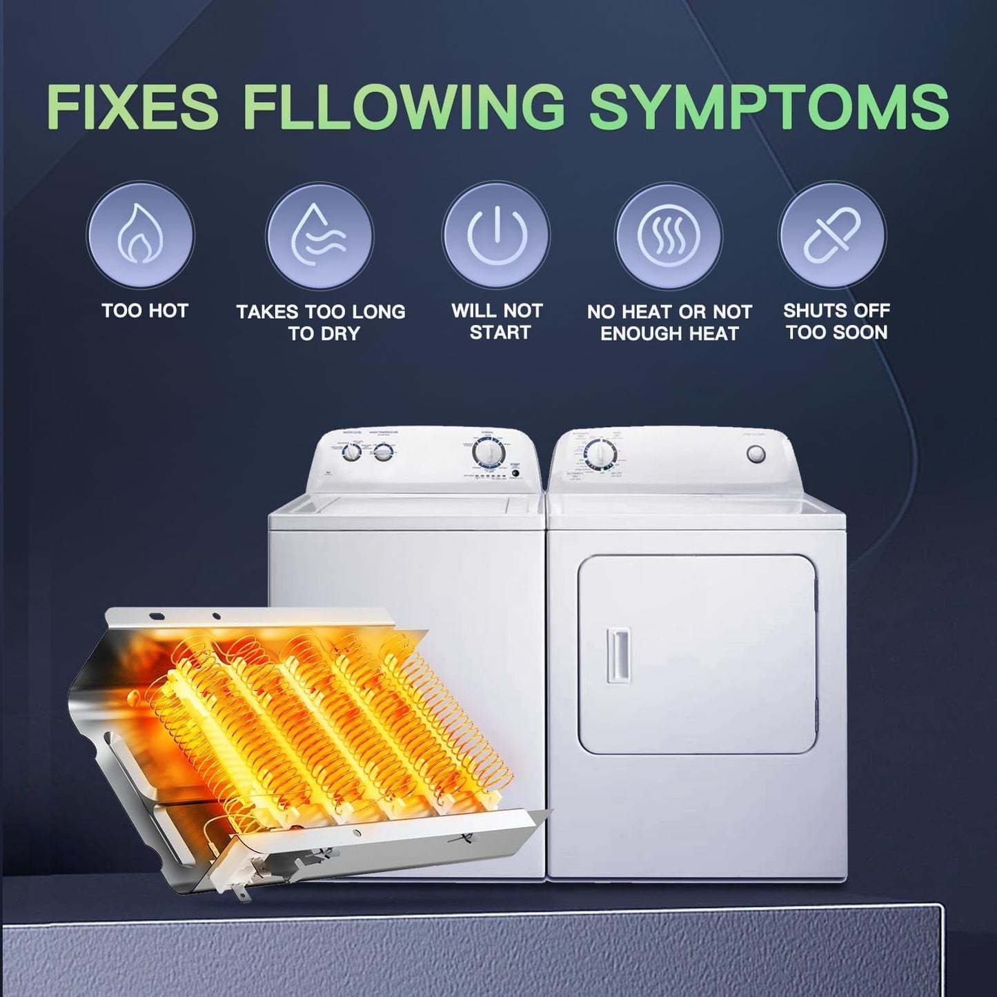 2025 Upgrade Dryer Heating Element Compatible with Whirlpool, Kenmore, Roper, Maytag, Amana, and Admiral Models - Includes Thermostat and Thermal Fuse for Medx655Dw1 and 500/600/70/80 Series Model 110 - by LFORBB | PAWFECTWORLDS | Appliances, Dryer Parts & Accessories, Parts & Accessories