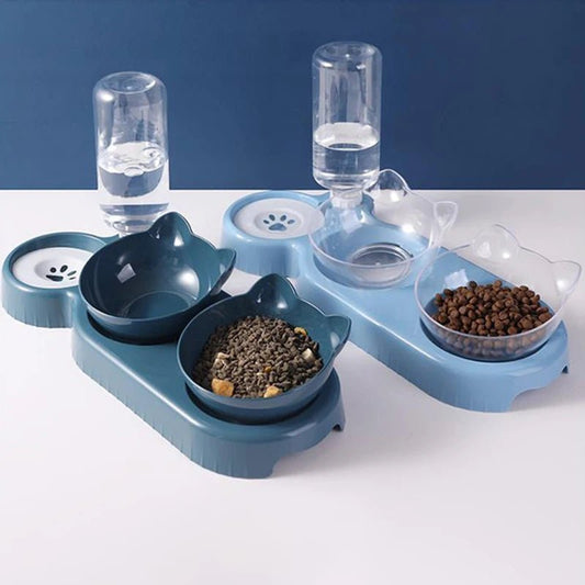 3 in 1 Cat Feeder Automatic Water Dispenser Double Bowl Pet Bowl for Small Dogs Cats Pet Food Container Cat Accessories - by PAWFECTWORLDS | PAWFECTWORLDS | , ,