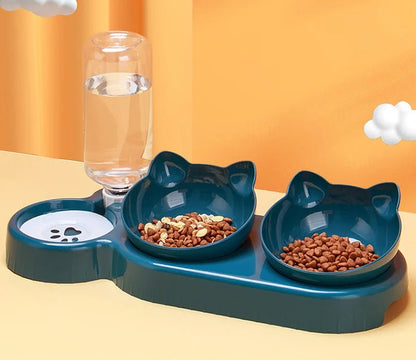 3 in 1 Cat Feeder Automatic Water Dispenser Double Bowl Pet Bowl for Small Dogs Cats Pet Food Container Cat Accessories - by PAWFECTWORLDS | PAWFECTWORLDS | , ,