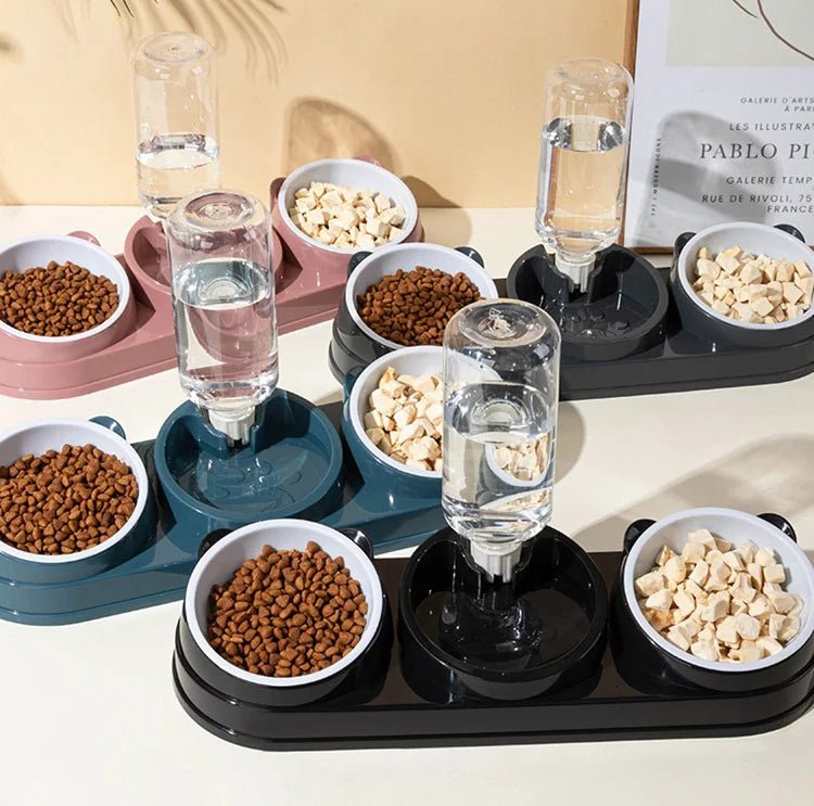 3 in 1 Cat Feeder for Cats Small Dogs 15 Degrees Raised Cat Bowls Cat bowl Automatic Cat Water Bottle Pet Supplies - by PAWFECTWORLDS | PAWFECTWORLDS | , ,