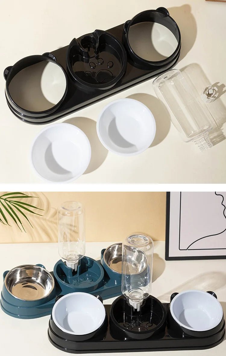 3 in 1 Cat Feeder for Cats Small Dogs 15 Degrees Raised Cat Bowls Cat bowl Automatic Cat Water Bottle Pet Supplies - by PAWFECTWORLDS | PAWFECTWORLDS | , ,