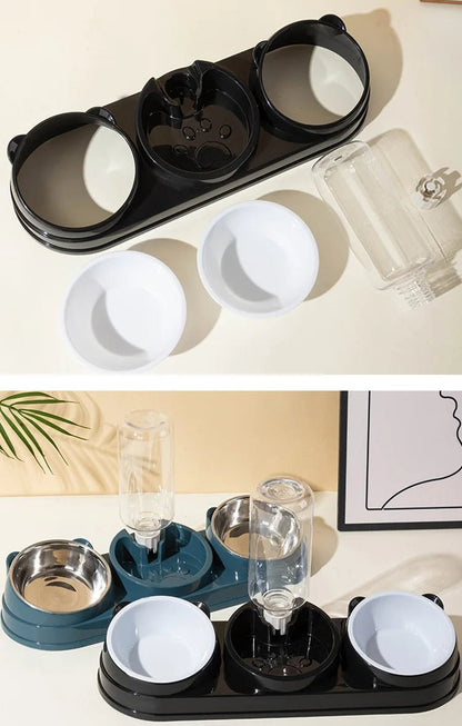 3 in 1 Cat Feeder for Cats Small Dogs 15 Degrees Raised Cat Bowls Cat bowl Automatic Cat Water Bottle Pet Supplies - by PAWFECTWORLDS | PAWFECTWORLDS | , ,