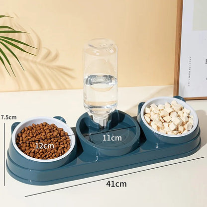 3 in 1 Cat Feeder for Cats Small Dogs 15 Degrees Raised Cat Bowls Cat bowl Automatic Cat Water Bottle Pet Supplies - by PAWFECTWORLDS | PAWFECTWORLDS | , ,