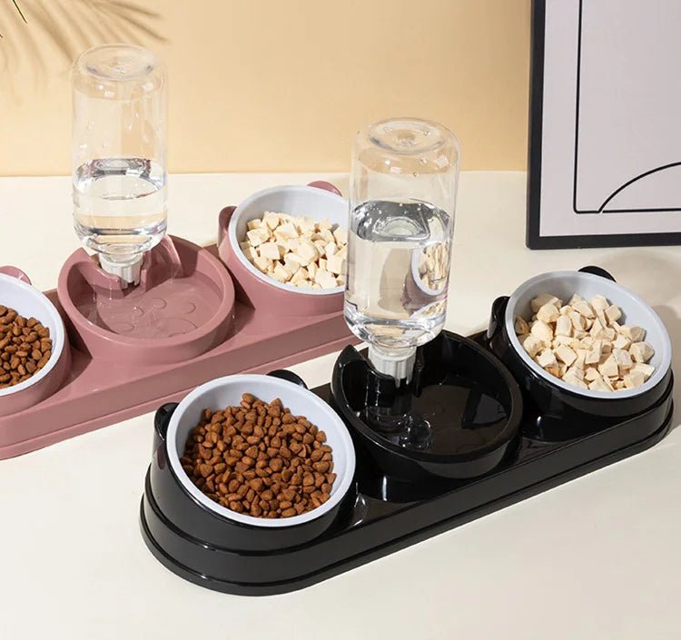 3 in 1 Cat Feeder for Cats Small Dogs 15 Degrees Raised Cat Bowls Cat bowl Automatic Cat Water Bottle Pet Supplies - by PAWFECTWORLDS | PAWFECTWORLDS | , ,