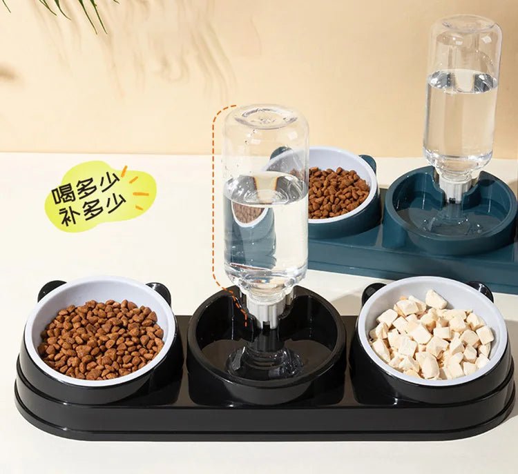 3 in 1 Cat Feeder for Cats Small Dogs 15 Degrees Raised Cat Bowls Cat bowl Automatic Cat Water Bottle Pet Supplies - by PAWFECTWORLDS | PAWFECTWORLDS | , ,