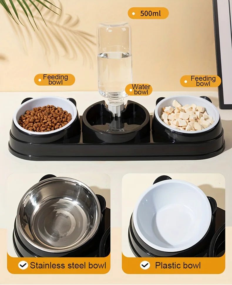3 in 1 Cat Feeder for Cats Small Dogs 15 Degrees Raised Cat Bowls Cat bowl Automatic Cat Water Bottle Pet Supplies - by PAWFECTWORLDS | PAWFECTWORLDS | , ,