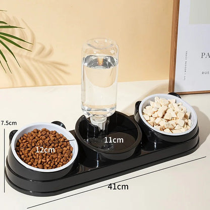 3 in 1 Cat Feeder for Cats Small Dogs 15 Degrees Raised Cat Bowls Cat bowl Automatic Cat Water Bottle Pet Supplies - by PAWFECTWORLDS | PAWFECTWORLDS | , ,