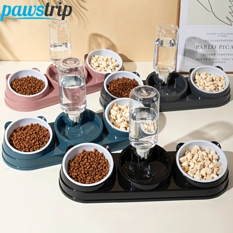 3 in 1 Cat Feeder for Cats Small Dogs 15 Degrees Raised Cat Bowls Cat bowl Automatic Cat Water Bottle Pet Supplies - by PAWFECTWORLDS | PAWFECTWORLDS | , ,