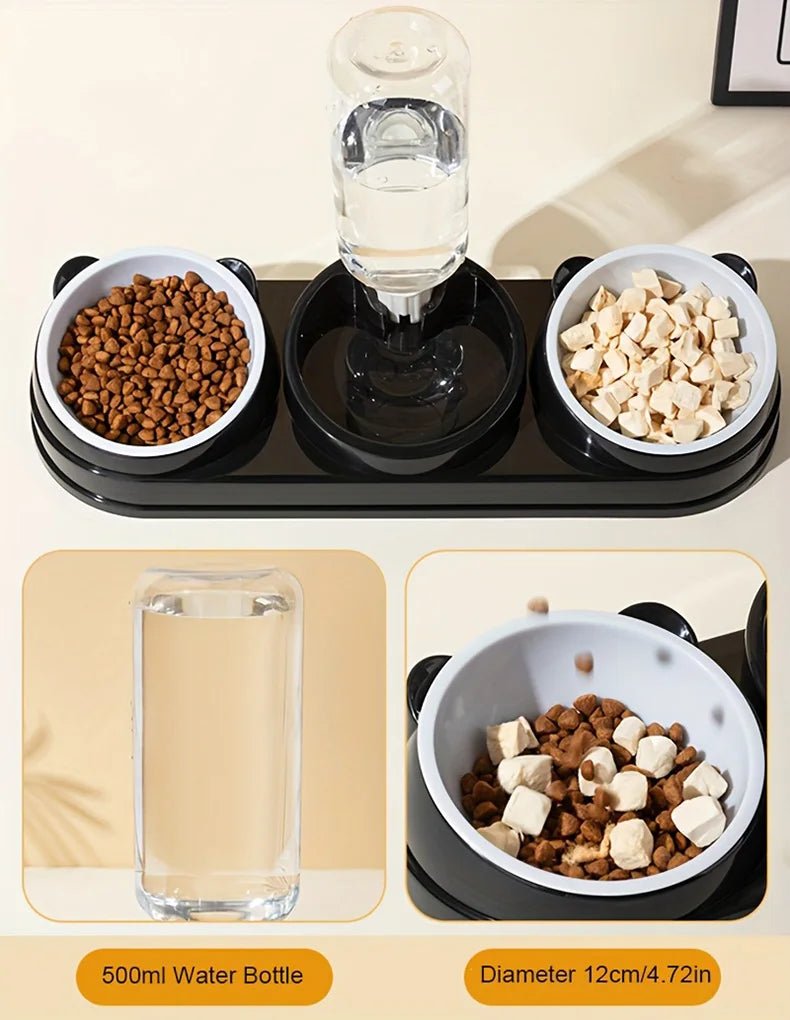 3 in 1 Cat Feeder for Cats Small Dogs 15 Degrees Raised Cat Bowls Cat bowl Automatic Cat Water Bottle Pet Supplies - by PAWFECTWORLDS | PAWFECTWORLDS | , ,