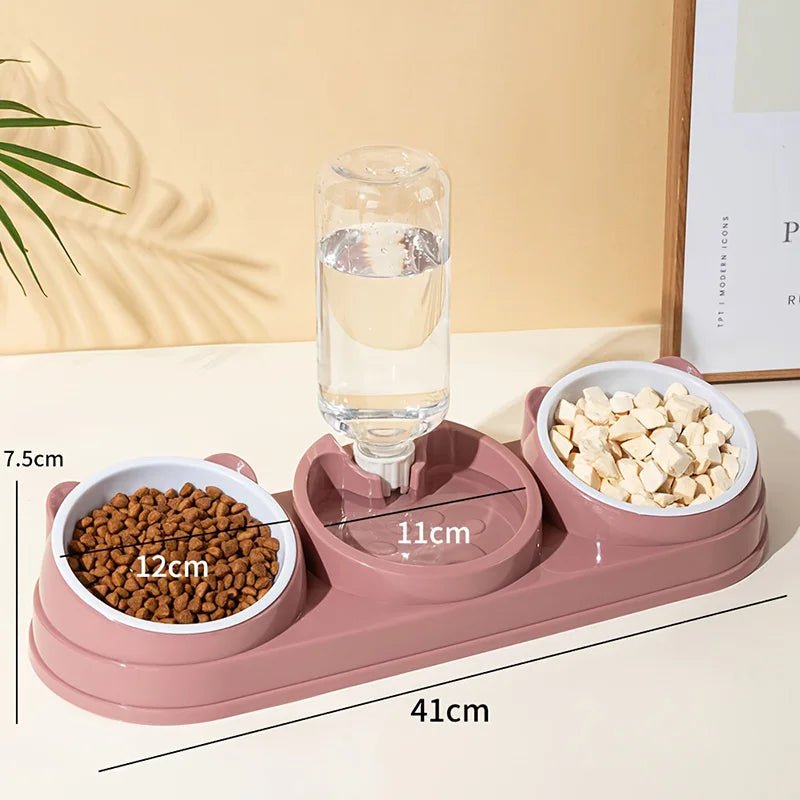 3 in 1 Cat Feeder for Cats Small Dogs 15 Degrees Raised Cat Bowls Cat bowl Automatic Cat Water Bottle Pet Supplies - by PAWFECTWORLDS | PAWFECTWORLDS | , ,