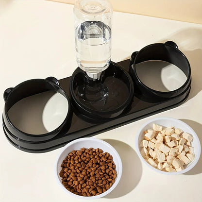 3 in 1 Cat Feeder for Cats Small Dogs 15 Degrees Raised Cat Bowls Cat bowl Automatic Cat Water Bottle Pet Supplies - by PAWFECTWORLDS | PAWFECTWORLDS | , ,