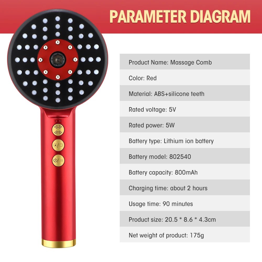 3 Modes Electric Massage Comb Portable Red Light Laser Comb for Hair Follicle Hair Follicles On The Head Essence Oil Applicator - by PAWFECTWORLDS | PAWFECTWORLDS | , ,