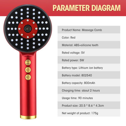 3 Modes Electric Massage Comb Portable Red Light Laser Comb for Hair Follicle Hair Follicles On The Head Essence Oil Applicator - by PAWFECTWORLDS | PAWFECTWORLDS | , ,