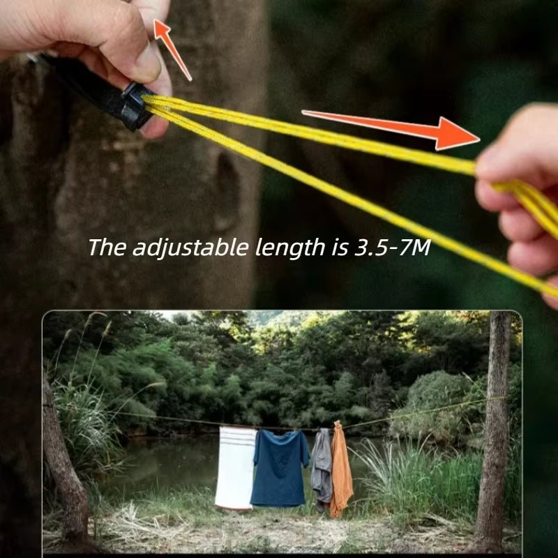 3.5 - 7M Windproof Portable Clothes Line Airing Cord with Clips Outdoor Camping Travel Hanger Foldable Cord Laundry Drying Rope - by PAWFECTWORLDS | PAWFECTWORLDS | Camping & Hiking, Outdoor Tools, Sports & Entertainment