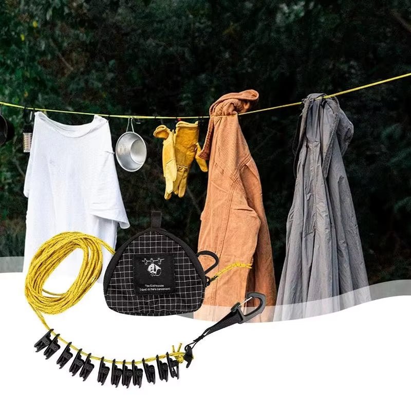 3.5 - 7M Windproof Portable Clothes Line Airing Cord with Clips Outdoor Camping Travel Hanger Foldable Cord Laundry Drying Rope - by PAWFECTWORLDS | PAWFECTWORLDS | Camping & Hiking, Outdoor Tools, Sports & Entertainment