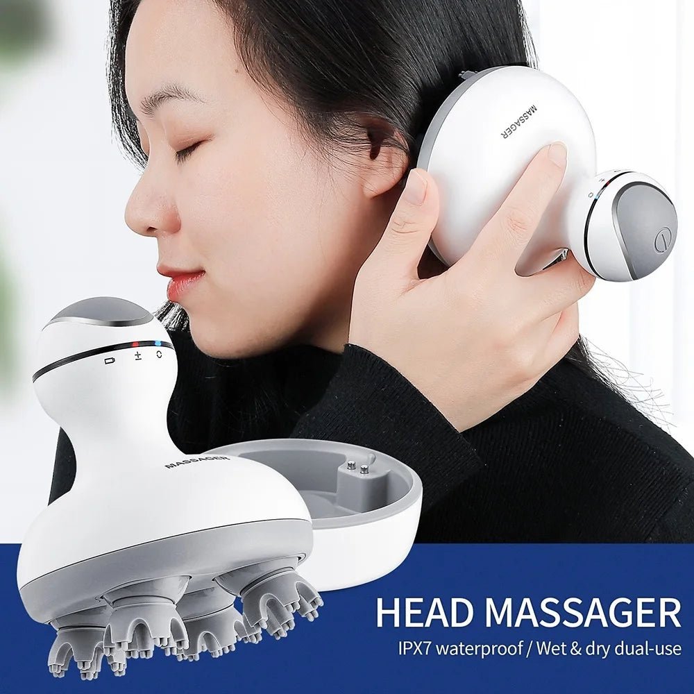 3D Waterproof Electric Head Massager Wireless Scalp Massage Promote Hair Growth Body Deep Tissue Kneading Vibration Roller - by PAWFECTWORLDS | PAWFECTWORLDS | , ,