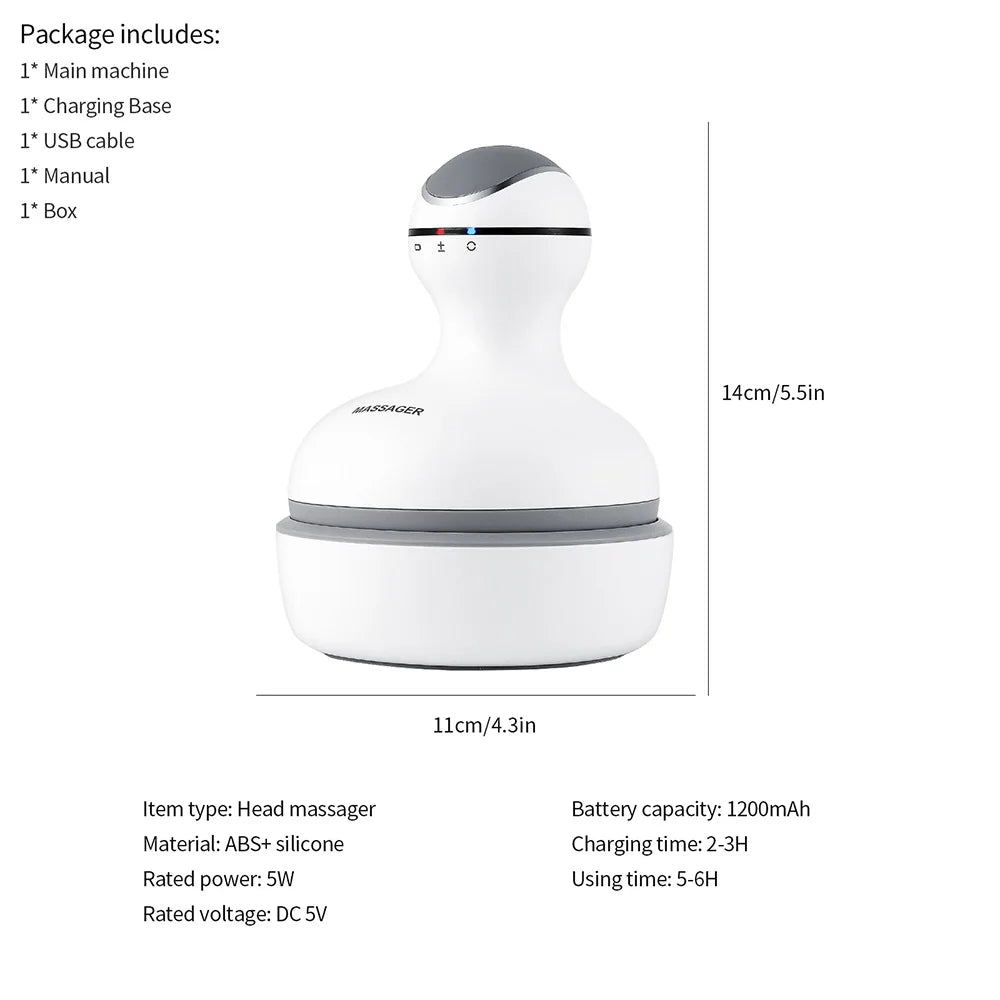 3D Waterproof Electric Head Massager Wireless Scalp Massage Promote Hair Growth Body Deep Tissue Kneading Vibration Roller - by PAWFECTWORLDS | PAWFECTWORLDS | , ,