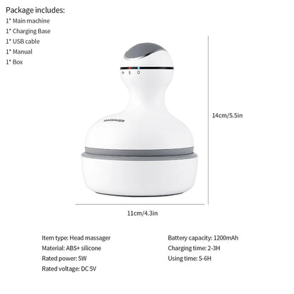 3D Waterproof Electric Head Massager Wireless Scalp Massage Promote Hair Growth Body Deep Tissue Kneading Vibration Roller - by PAWFECTWORLDS | PAWFECTWORLDS | , ,