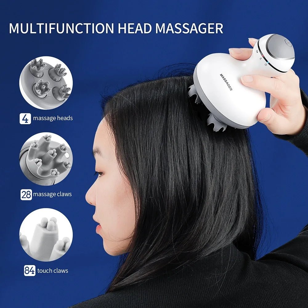 3D Waterproof Electric Head Massager Wireless Scalp Massage Promote Hair Growth Body Deep Tissue Kneading Vibration Roller - by PAWFECTWORLDS | PAWFECTWORLDS | , ,
