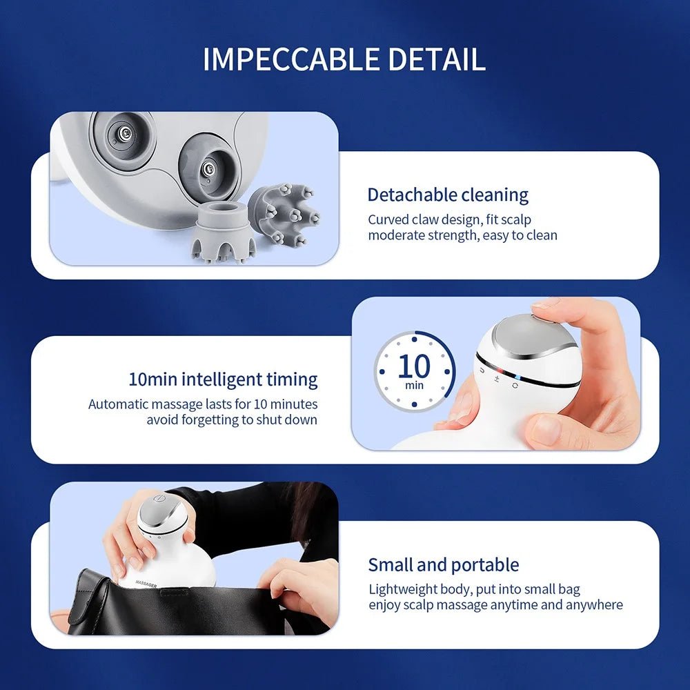 3D Waterproof Electric Head Massager Wireless Scalp Massage Promote Hair Growth Body Deep Tissue Kneading Vibration Roller - by PAWFECTWORLDS | PAWFECTWORLDS | , ,