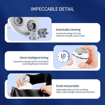 3D Waterproof Electric Head Massager Wireless Scalp Massage Promote Hair Growth Body Deep Tissue Kneading Vibration Roller - by PAWFECTWORLDS | PAWFECTWORLDS | , ,