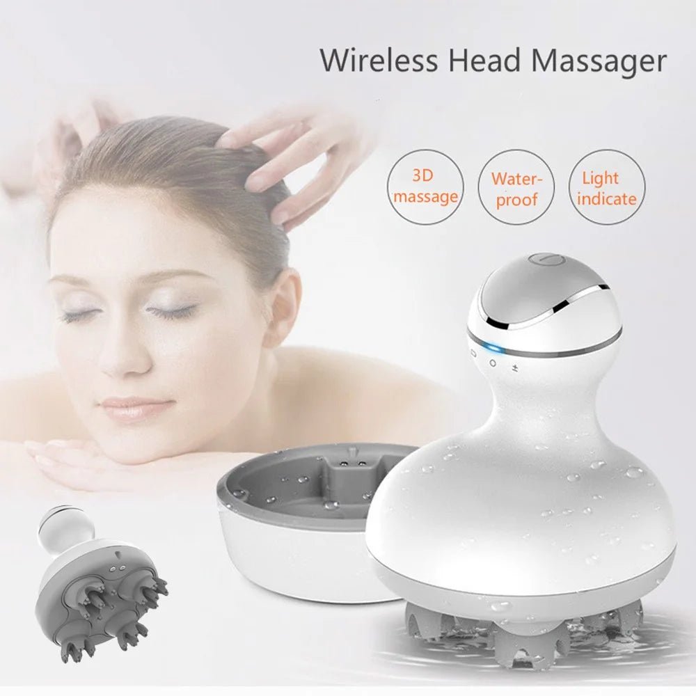3D Waterproof Electric Head Massager Wireless Scalp Massage Promote Hair Growth Body Deep Tissue Kneading Vibration Roller - by PAWFECTWORLDS | PAWFECTWORLDS | , ,