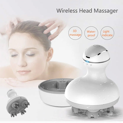 3D Waterproof Electric Head Massager Wireless Scalp Massage Promote Hair Growth Body Deep Tissue Kneading Vibration Roller - by PAWFECTWORLDS | PAWFECTWORLDS | , ,