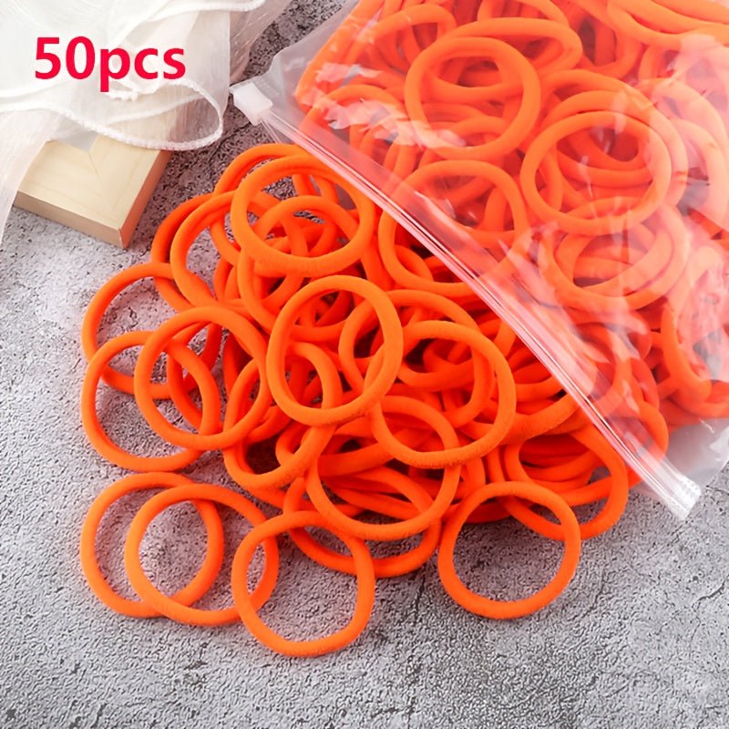 50pcs/Set Women Basic Hair Bands 1.57inch Simple Solid Colors Elastic Headband Hair Ropes Ties Hair Accessories Ponytail Holder - by PAWFECTWORLDS | PAWFECTWORLDS | , ,