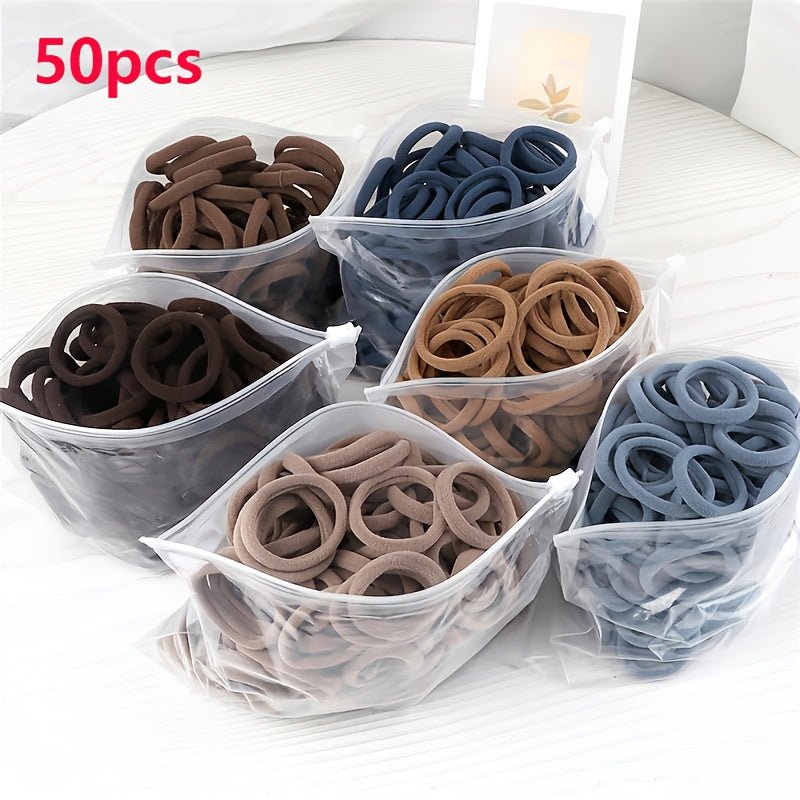 50pcs/Set Women Basic Hair Bands 1.57inch Simple Solid Colors Elastic Headband Hair Ropes Ties Hair Accessories Ponytail Holder - by PAWFECTWORLDS | PAWFECTWORLDS | , ,