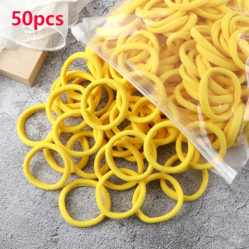 50pcs/Set Women Basic Hair Bands 1.57inch Simple Solid Colors Elastic Headband Hair Ropes Ties Hair Accessories Ponytail Holder - by PAWFECTWORLDS | PAWFECTWORLDS | , ,