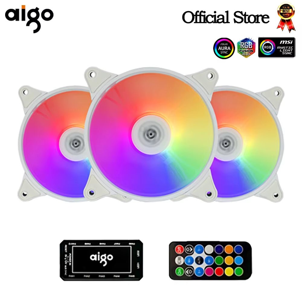 Aigo AR12 White 120mm RGB Fan Kit for PC Gamer - by Aigo | PAWFECTWORLDS | Computer & Office, Computer Components, PC Fans & Cooling