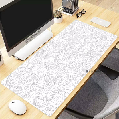 Black and White Topographic Map Art Mouse Pad XXL Mousepad Rubber Keyboard Pads Gaming Setup Accessories Mouse Mat 900X400Mm - by PAWFECTWORLDS | PAWFECTWORLDS | Computer & Office, Computer Peripherals, Mice & Keyboards