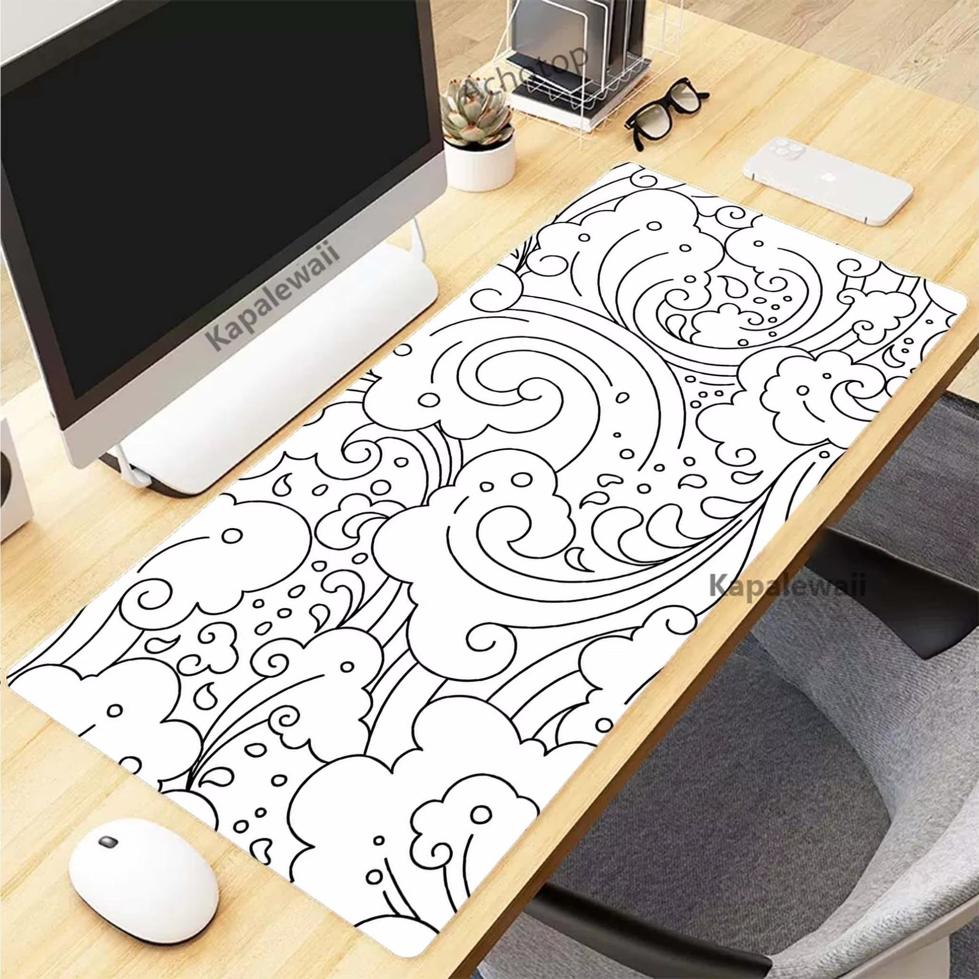 Black and White Topographic Map Art Mouse Pad XXL Mousepad Rubber Keyboard Pads Gaming Setup Accessories Mouse Mat 900X400Mm - by PAWFECTWORLDS | PAWFECTWORLDS | Computer & Office, Computer Peripherals, Mice & Keyboards