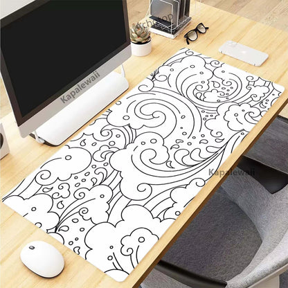 Black and White Topographic Map Art Mouse Pad XXL Mousepad Rubber Keyboard Pads Gaming Setup Accessories Mouse Mat 900X400Mm - by PAWFECTWORLDS | PAWFECTWORLDS | Computer & Office, Computer Peripherals, Mice & Keyboards