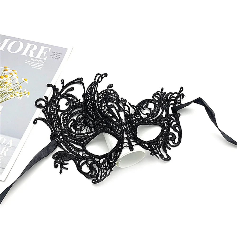 Black Hollow Lace Masquerade Face Mask Sexy Cosplay Prom Party Props Costume Carnival Masquerade Mask Nightclub Queen Eye Mask - by PAWFECTWORLDS | PAWFECTWORLDS | , ,