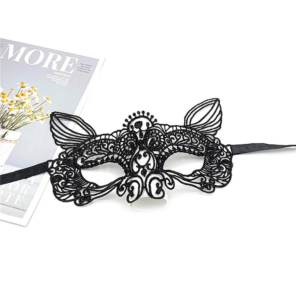 Black Hollow Lace Masquerade Face Mask Sexy Cosplay Prom Party Props Costume Carnival Masquerade Mask Nightclub Queen Eye Mask - by PAWFECTWORLDS | PAWFECTWORLDS | , ,