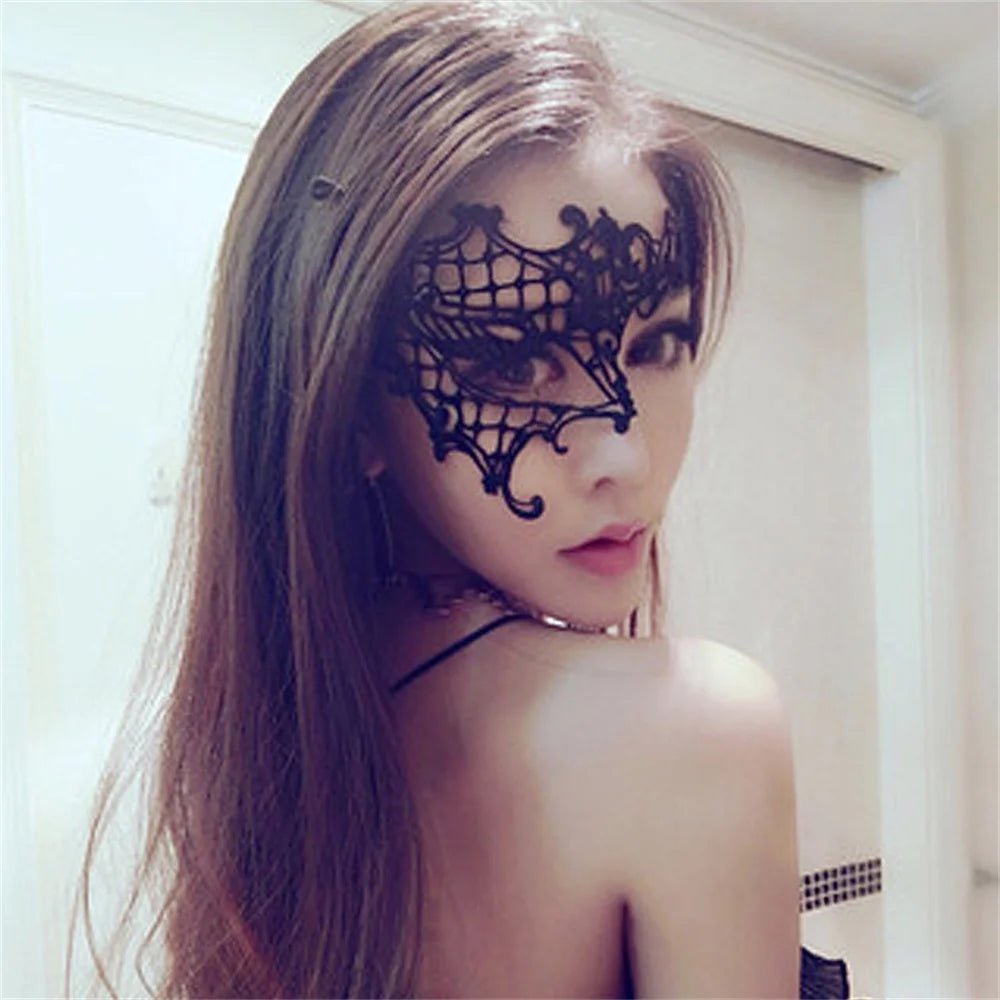 Black Hollow Lace Masquerade Face Mask Sexy Cosplay Prom Party Props Costume Carnival Masquerade Mask Nightclub Queen Eye Mask - by PAWFECTWORLDS | PAWFECTWORLDS | , ,